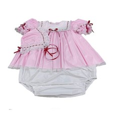 Custom LangKee Haian PVC Sweet Pink Sissy Baby Romper Set with Matching Bonnet