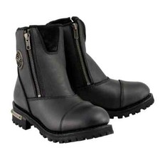 Milwaukee Leather 102 Men's Black Leather Double Sided Zipper Entry Biker Boots