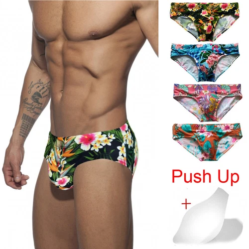 Gepolsterte Herren-Badehose Mit Hebetasche Und Schnell Trocknender Push-Up - Bild 1 von 30