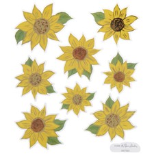 2 Sheets Gold Foil Sunflower Flower Planner Stickers Papercraft Envelope Seals