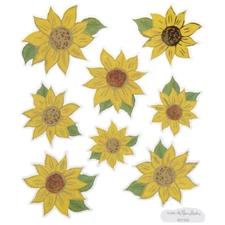 2 Sheets Gold Foil Sunflower Flower Planner Stickers Papercraft Envelope Seals