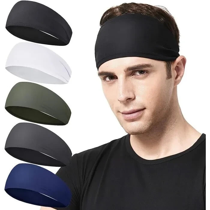 Bandeaux cheveux hommes sport serre-tête large fitness course vélo respirant