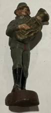 Vintage Elastolin Composition Toy German Soldier Marching With Horn WW2