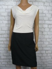 Ann Taylor Loft Cream Black Cowl Neck Sleeveless Sheath Dress Small NEW A304