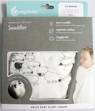 ergobaby Premium Cotton Swaddler Baby Size 0-3 Months 0.5 TOG Sheep Ivory