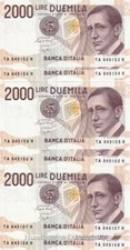 Repubblica - Lotto Due Banconote 2000 Lire G. Marconi 1990 Consecutive FDS / UNC