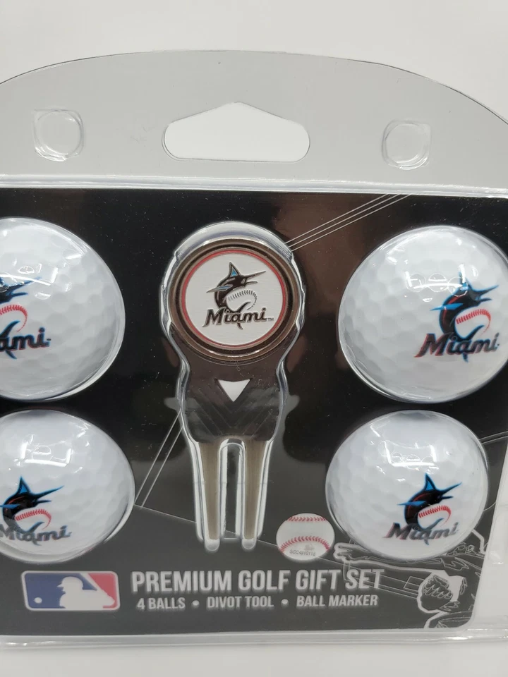 球队高尔夫迈阿密马林高级高尔夫礼品套装(全新)4 球、工具、标记 — 第 3/4 张图片