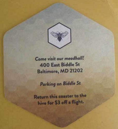 CHARM CITY MEADWORKS Mead COASTER, LABEL w/ HONEY BEE Baltimore, MARYLAND $3 OFF - Picture 2 of 2