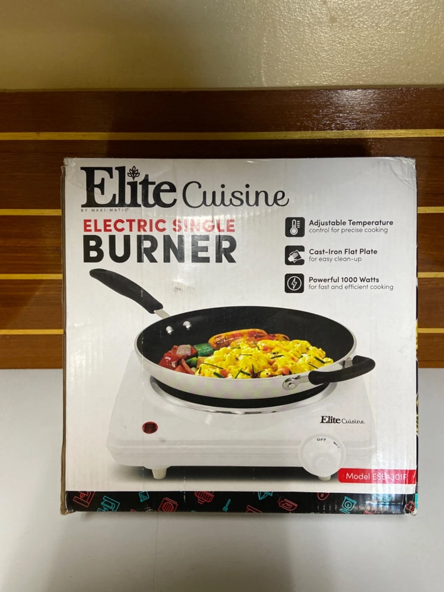 Elite Gourmet ESB-301F Countertop Single Cast Iron Burner, 1000 Watts White  | eBay