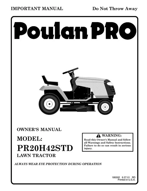 Poulan pro 42 riding mower manual deals