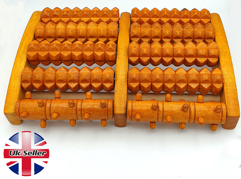 HOLZ FUSSROLLE + Gratis STERN HAND & FUSSMASSAGEGERÄT REFLEXZONENMASSAGE STRESSABBAU