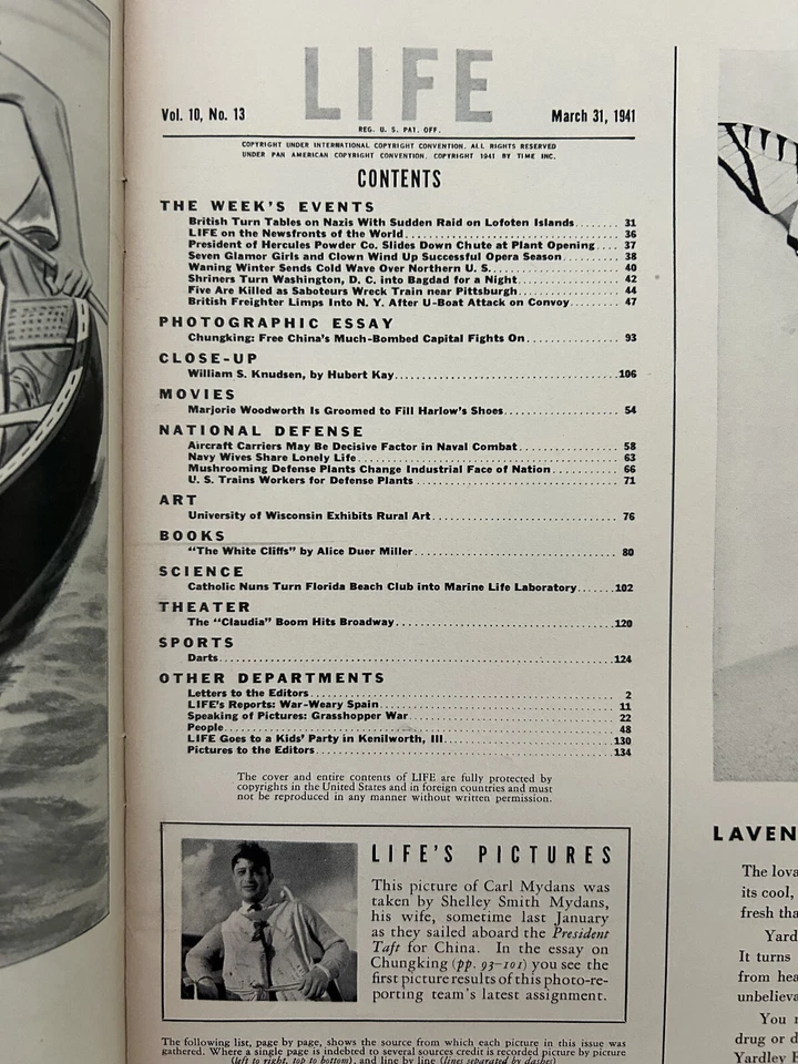 Life Magazine March 31, 1941, Aircraft Carriers, Curtis Dive Bomber, - Image 2 of 2