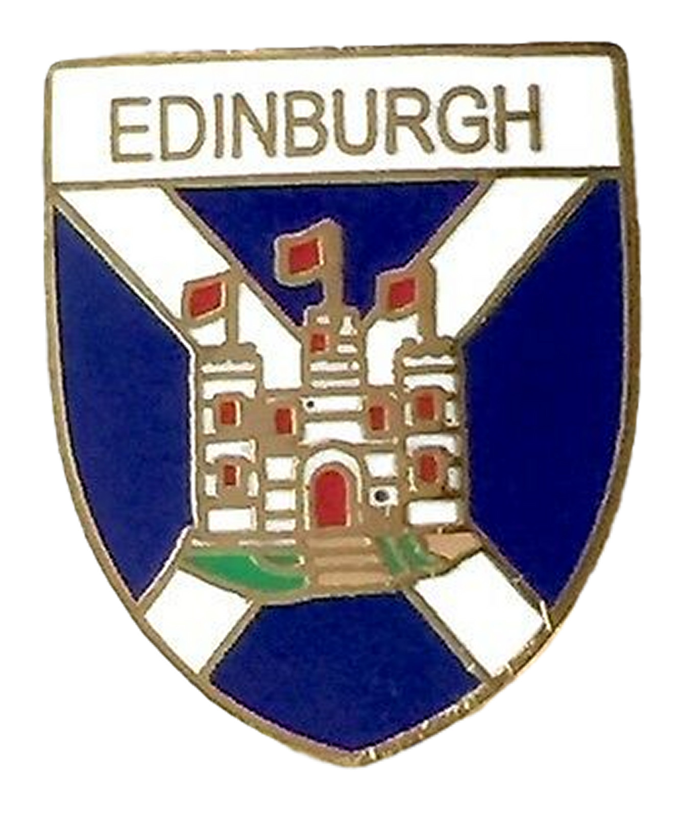 Scotland Saltire & Edinburgh Castle Gold Plated Enamel Lapel Pin Badge T922