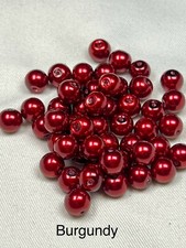50-8mm Glass Pearl Beads Burgundy