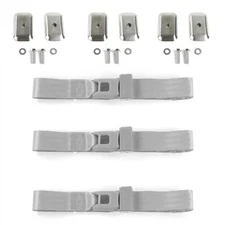 Dodge Charger 1975 - 1978 Standard 2pt Gray/Grey Lap Bench Seat Belt Kit w/ Brac