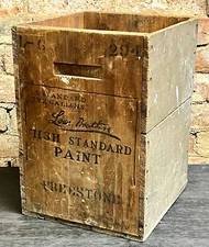 Vintage Lowe Brothers High Standard Paint Wood Crate Box Prestone Advertising