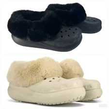 Crocs Furever Crush Black or Bone Lined Platform Clogs 208446 NEW Womens