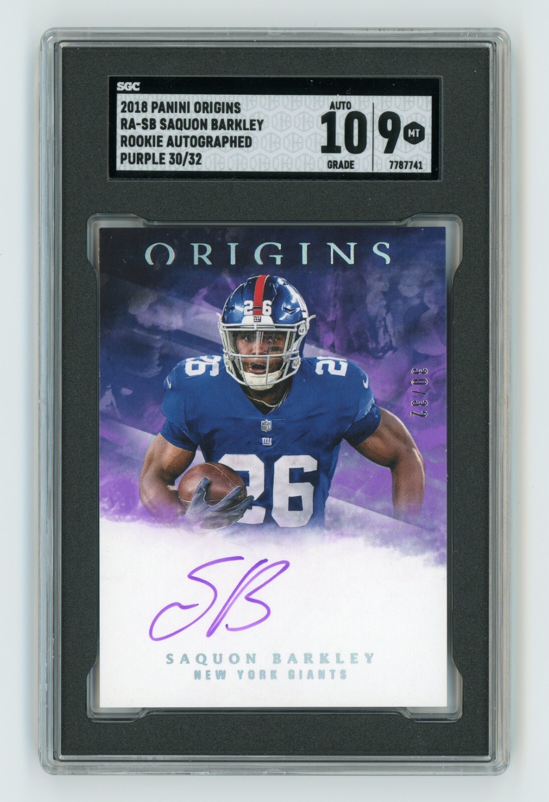 Saquon Barkley Panini Origins Rookie Autographs #RASB Purple