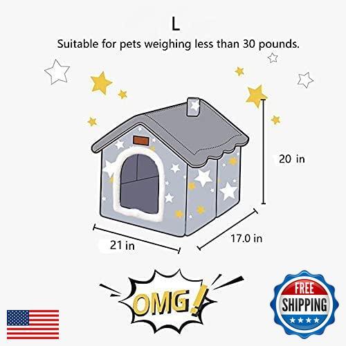 Hundehütte Indoor, Faltbar Weich Zwinger Bett Warm Katzennest Welpenhöhle mit Kuschel - Bild 2 von 5