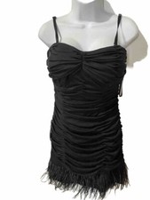 Guess black mini dress with feather trim at the bottom with straps. Size 8 #8