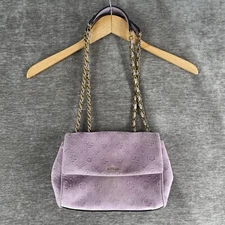 Guess Inia Velvet Convertible Crossbody Shoulder Bag Purple Monogram Logo