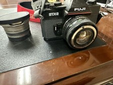 Fuji STX-2 35mm Film Camera With Crystal Vision Wide Angle Lens And Minolta Bag