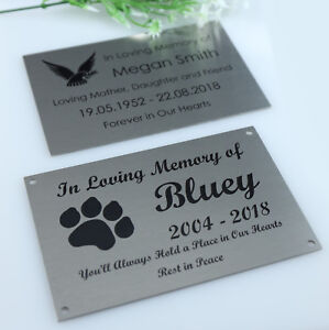 STAINLESS STEEL MEMORIAL PLAQUE URN GRAVE MARKER LASER ENGRAVE YOUR DOG PHOTO