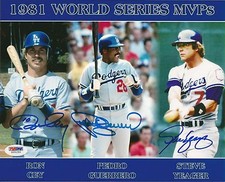 Pedro Guerrero Ron Cey + Dodgers 1981 World Series MVP Signed 8x10 Photo PSA/DNA