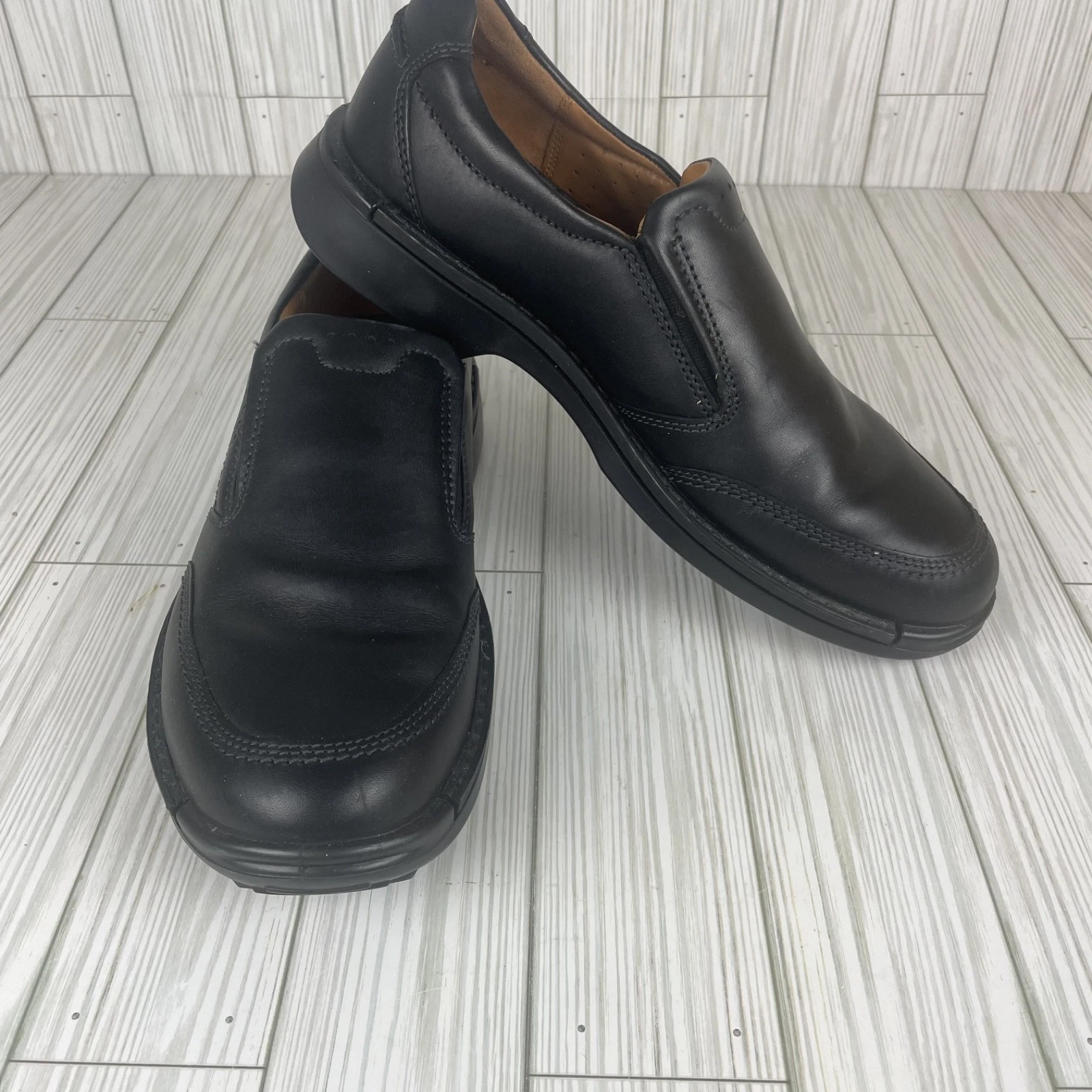 Scarpe ECCO uomo 10 Holton grembiule slip on mocassini pelle nero comodi punta tonda