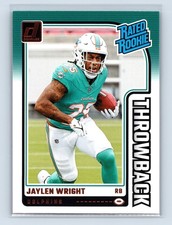 2024 Donruss Jaylen Wright #17 Rated Rookies Throwback Miami Dolphins