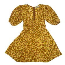 FAITHFULL THE BRAND Sz Small Saffron Yellow Orange Thelma Floral Tie Back Dress