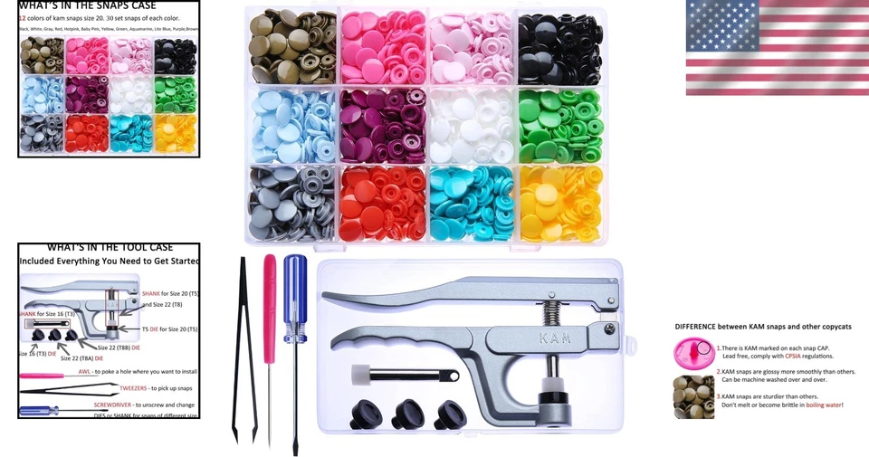 Durable 360pcs Snaps Size 20 with Pliers - Perfect for Clothing & Craft Projects - Image 2 of 4
