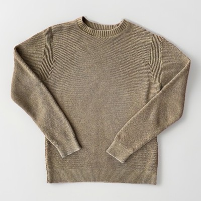 Mango Structured Crewneck Sweater Men's Size Medium Textured Golden Brown Marl