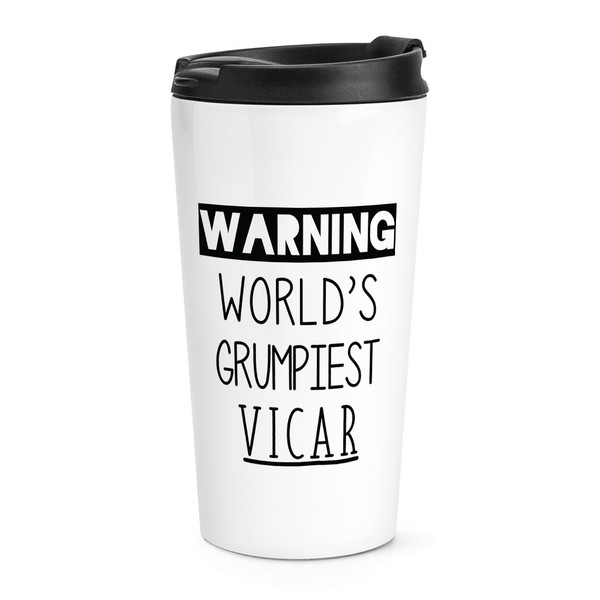 Warnung World's Grumpiest Vicar Reise Becher Tasse Gott Jesus Best Geburtstag-image