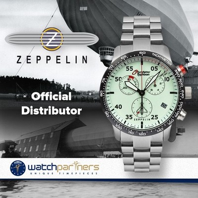 Zeppelin Eurofighter Chronograph Watch Swiss ETA Quartz 43mm Beige Dial 7298M5