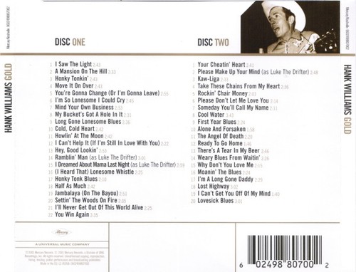 Hank Williams - Gold (2xCD) (Mint (M)) - 3392234115 - Bild 2 von 4