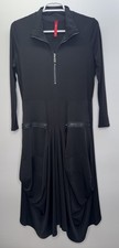 IC By Connie K Black Avant Garde Zip Front Bubble Hem Dress Art Lagenlook S