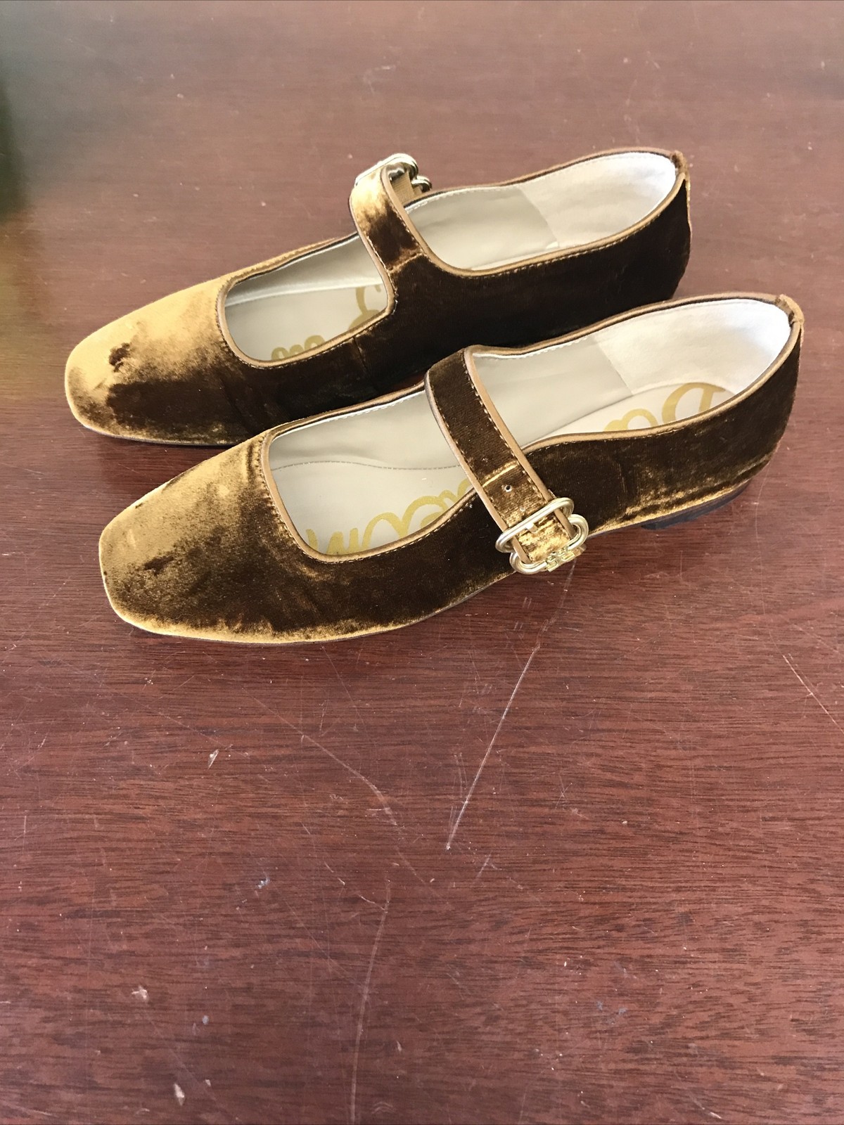 Sam Edelman Womens Michaela Spiced Camel Velvet Suede Mary Jane Flat Sz 6 image 2