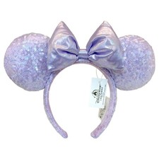 Disney-Parks Opalescent Lavender Sequined Mickey Mouse Ears Bow Minnie Headband