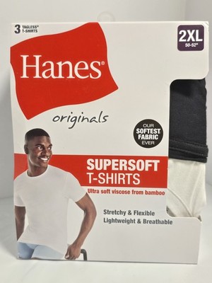 New Men's Hanes Originals 3 Pack Tagless SuperSoft  Modern Crewneck T-Shirts 2XL