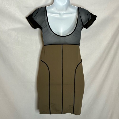 WET Army Green and Black Vintage Swim Dress size Medium GUC Modest Swimwear 90's - Picture 2 of 9