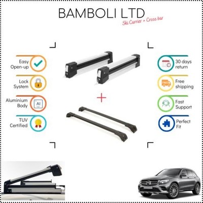 Bamboli 29,5'' Skiträger & Schwarz Querträger Set für Mercedes-Benz GLC 15-> 4...