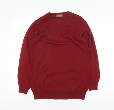 Marks and Spencer Herren Pullover Pulli rot V-Ausschnitt - S