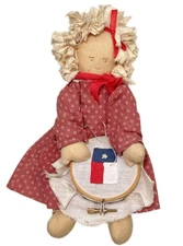 11” Rag Doll Plush Figurine Texas Flag Embroidery Cruel Needlepoint Primitive