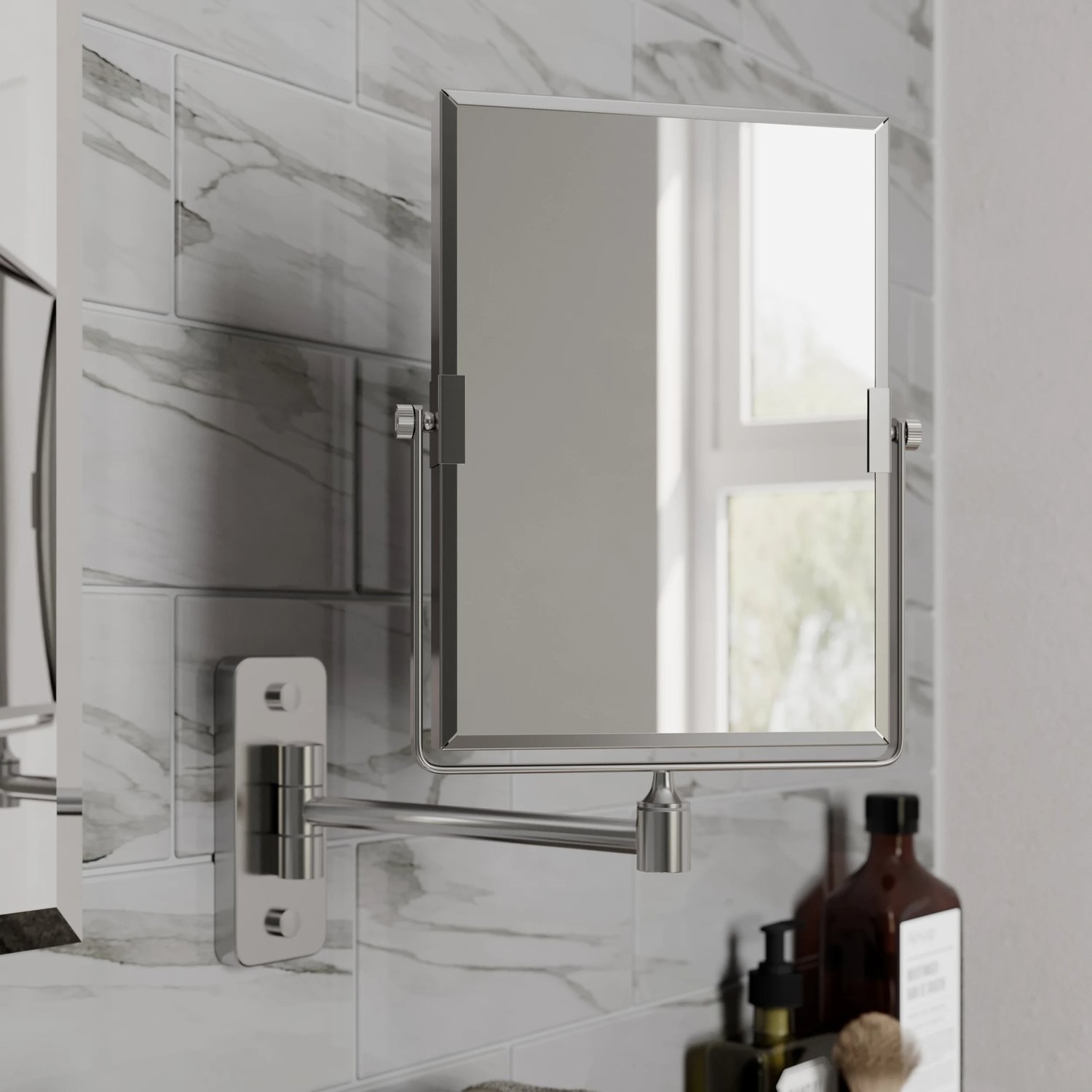 Vale Designs Wall Mounted Rectangular Shaving Mirror - Chrome
