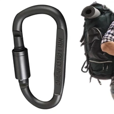 1-10PCS Aluminum D Shape Black Aluminum Carabiner Clip Snap Hook Small Camping