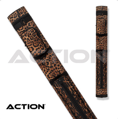 ACPS22 Pool Cue Case   Camel Leopard Print   Hard Oval   2 Butts / 2 Shafts