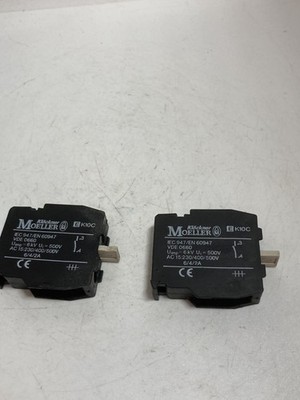KLOCKNER-MOELLER EK10C CONTACT BLOCK 10A 600VAC/1A 250VDC 1NO (LOT OF 2)