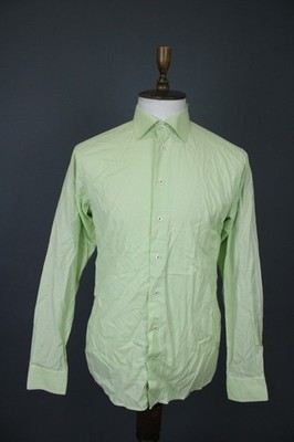 Eton Slim Light Green Dobby Dot Cotton Long Sleeve Button Up Dress Shirt Size 41