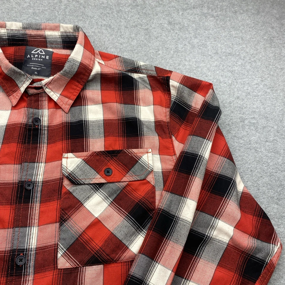 Alpine Design Shirt Mens Extra Large Long Sleeve Button Up Red Plaid Flannel - Image 3 of 4